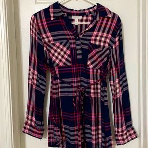 Maternity plaid button down top